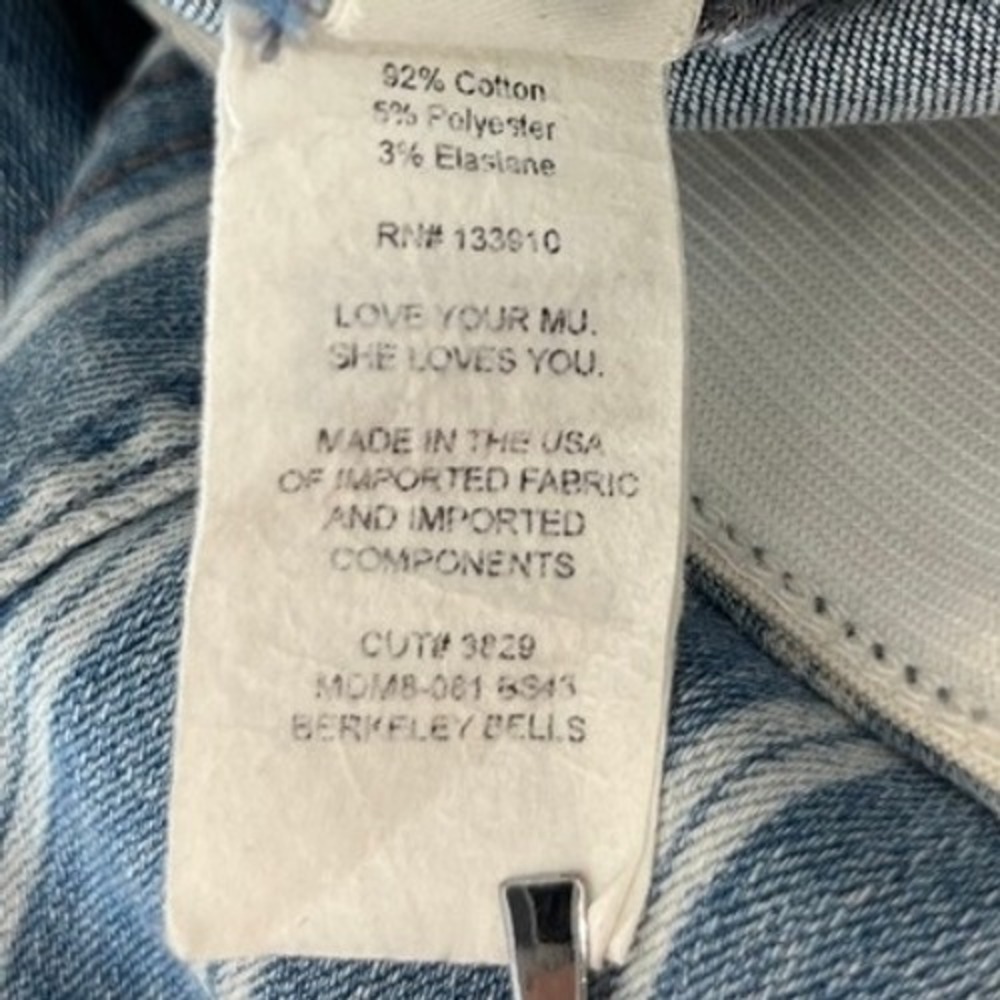 Show Me Your Mumu Berkley Bells‎ Flared Bell Bottom Jeans Sz Large Blue Striped - Picture 9 of 9